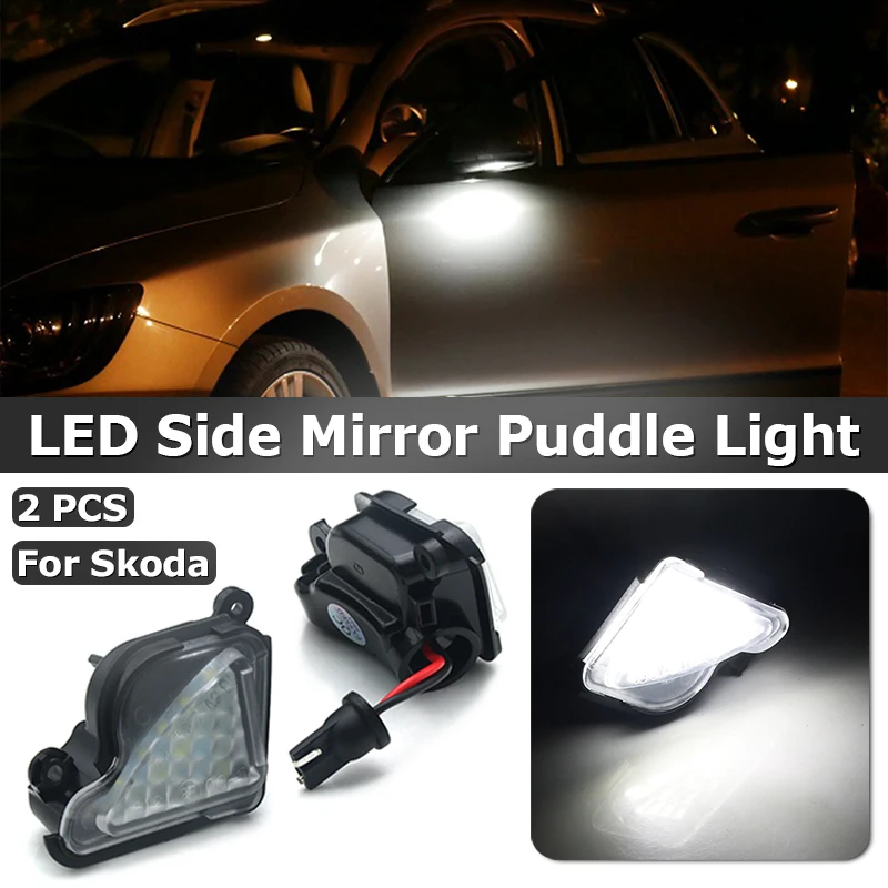 For Skoda Octavia Mk3 2 5E 1Z/Superb 3 2 B6 B8 2012-2019 Pair LED Under Side Mirror Puddle Light Courtesy Lamp Car Accessories