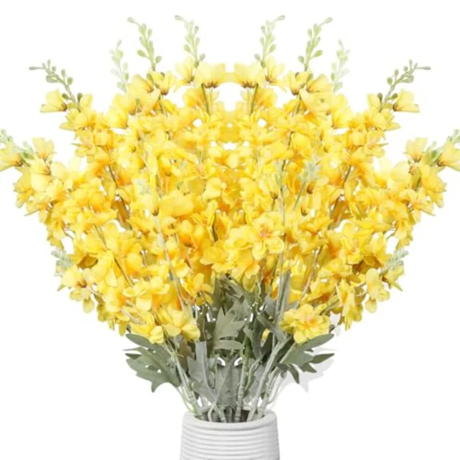 

12 Pcs Delphinium Artificial Flowers, 33.5'' Long Stem Lifelike Faux Silk Flower Fake Look Real Bouquet for Tall Vase DIY Weddi