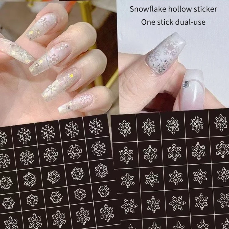 2 ورقة مسمار الفن البخاخة الإستنسل للأظافر الثلج جوفاء قابلة لإعادة الاستخدام مسمار الوشم قالب صالون مانيكير العرض