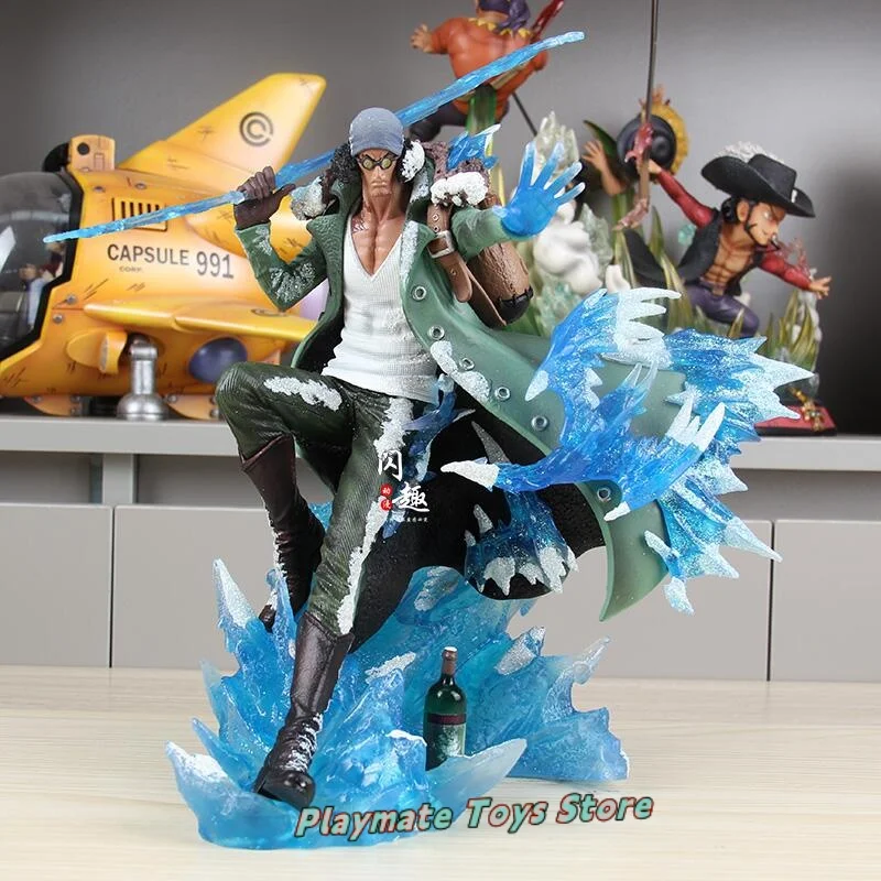 Aokiji Kuzan Action Figurine One Piece Anime Figure Gk Pvc 2 Heads 2 Hands Statue Model Collection Room Decoration Toy Gifs 30cm