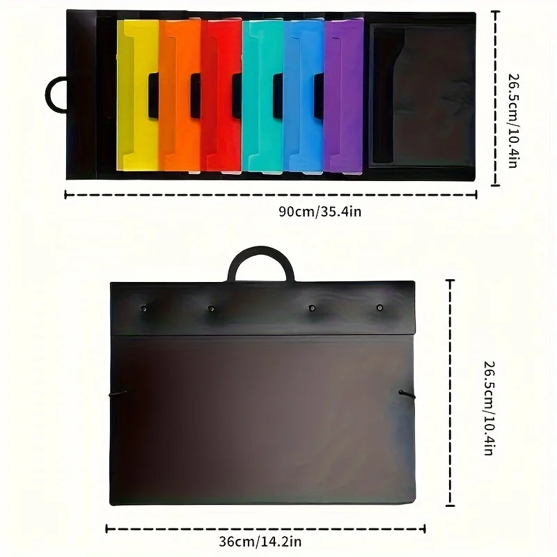 A4 グラデーションカラーファイルフォルダー 1 個 - 家庭/学校/オフィス用の 6 ポケット拡張可能なオーガナイザー (マルチカラーハンギングドキュメントホルダー)
