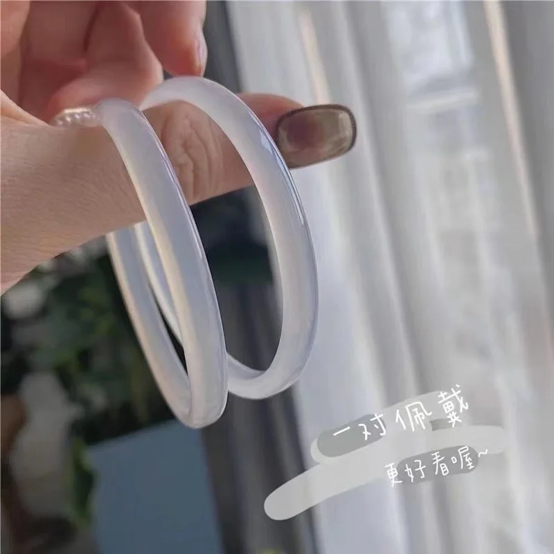 

Браслет из натурального агата, белого халцедона, тонких круглых бусин, нефрита, в стиле Дин Дон, для красоты и благополучия