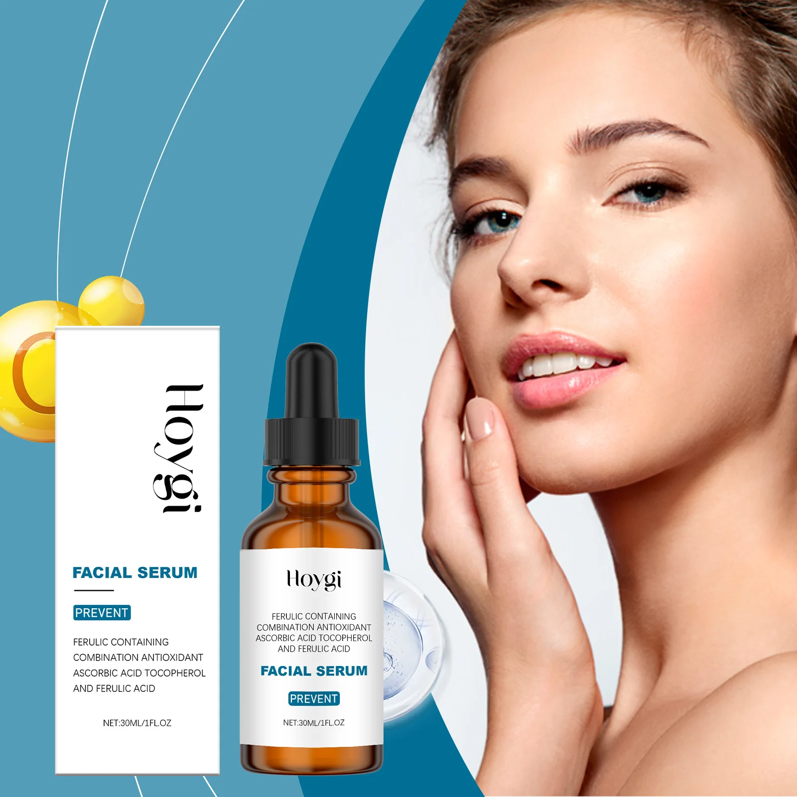 Sérum à l'acide ferulique avec vitamine C & E - Sérum visage antioxydant de 1 oz pour anti-âge et éclaircissant la peau