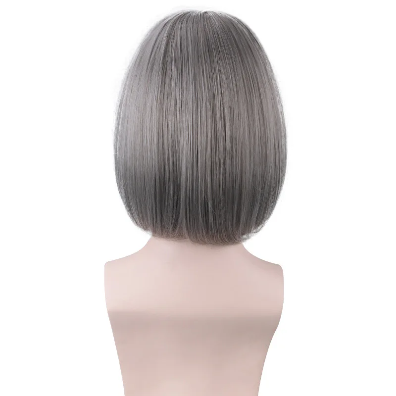 Grey Bob Cosplay Wig Short Anime Hair Synthetic Heat Resistant  Fiber Party Costume Wigs Cartoon Accessorries