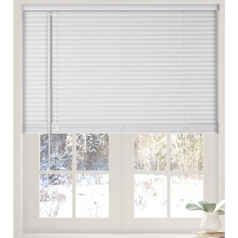 

Calyx Interiors 1” Cordless Vinyl Mini Blinds, White, 34.5" W x 60" H