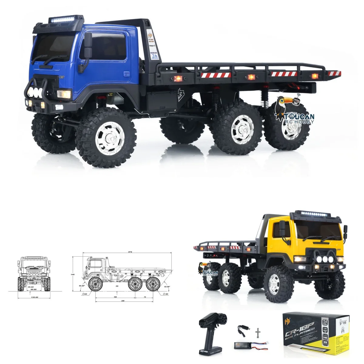 

1/18 RTR Планшетный прицеп 6WD RC Гусеничный внедорожный грузовик 2-скоростная передача со светодиодными фонарями CR18P Готовая к бегу игрушка для взрослых