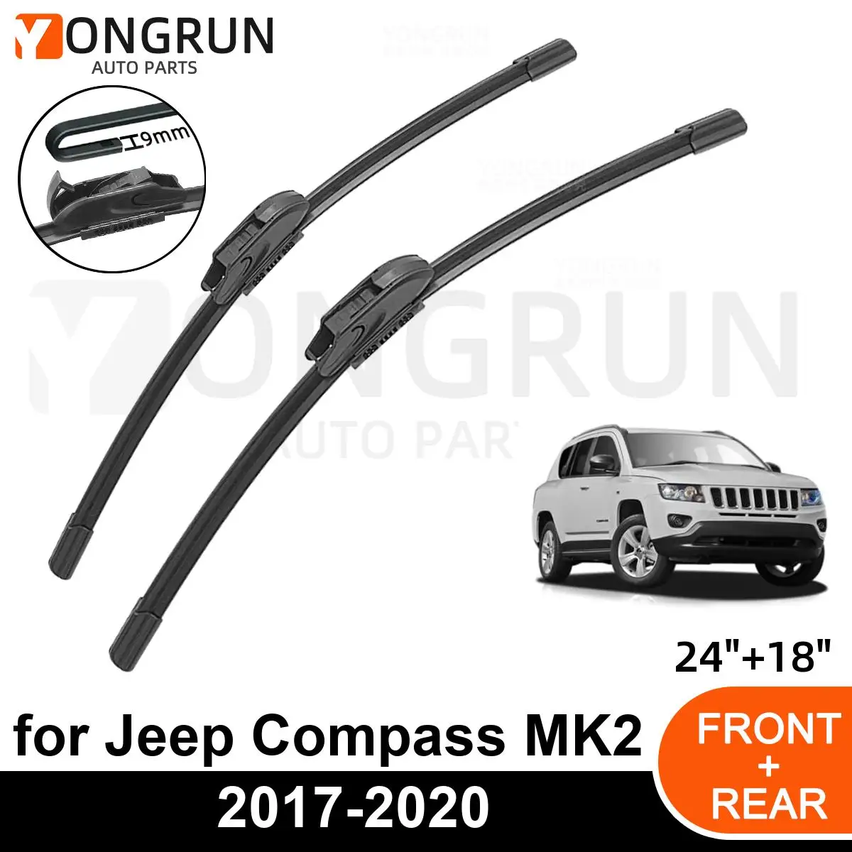 

Car Front Windshield Wipers For Jeep Compass MK2 2017-2020 Wiper Blade Rubber 24"+18" Car Windshield Windscreen Accessories