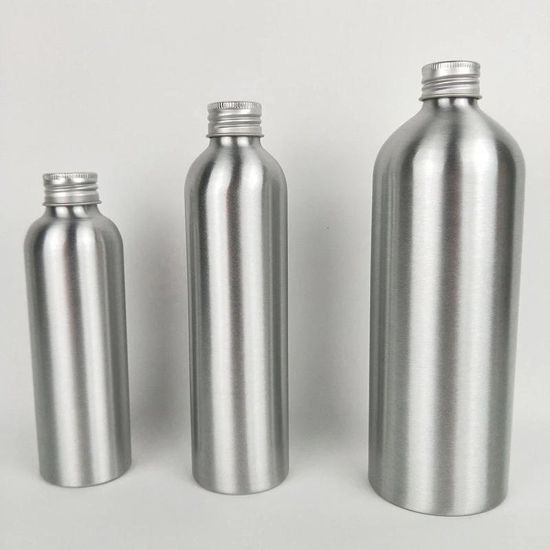 30ml-250ml Silver Aluminum Bottle With Screw Cap Perfume Cosmetic Toner Water Bottle Travel Protable Refillable Bottle