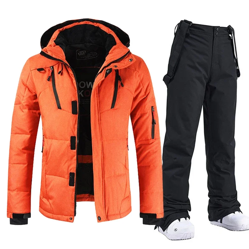 

Thicken Snowboard Suits Men Windproof Warm Snow Pants And Down Jacket Ski Clothes Set Winter Ski Suit Men Brands