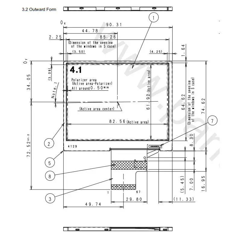 4.1 Inch TFT Lcd Panel Sunlight Readable Display Module COM41H4N08XLC 320x240 RGB Interface Full View Original For Industrial