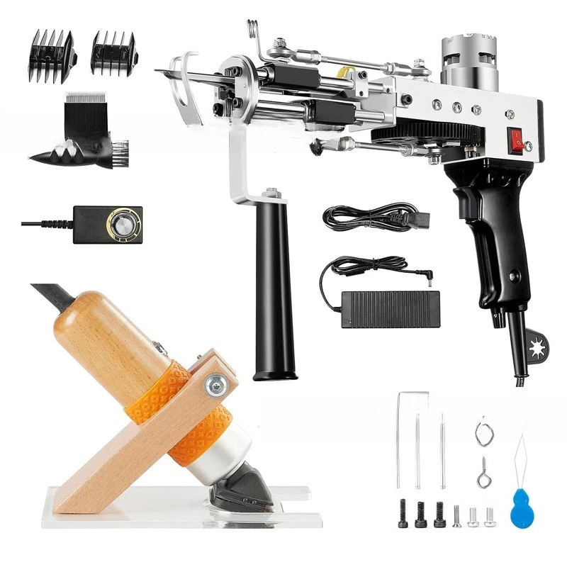 black, blue, yellow plus original wooden handle electric push and shears plus bracket set.