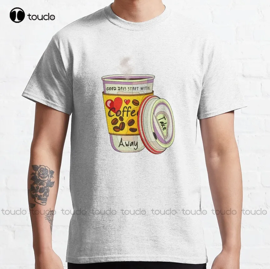 Cute Take It Away Coffee Designs Classic T-Shirt Oversized Tshirt Funny Art Harajuku Streetwear Cartoon Tee Xs-5Xl Custom Gift