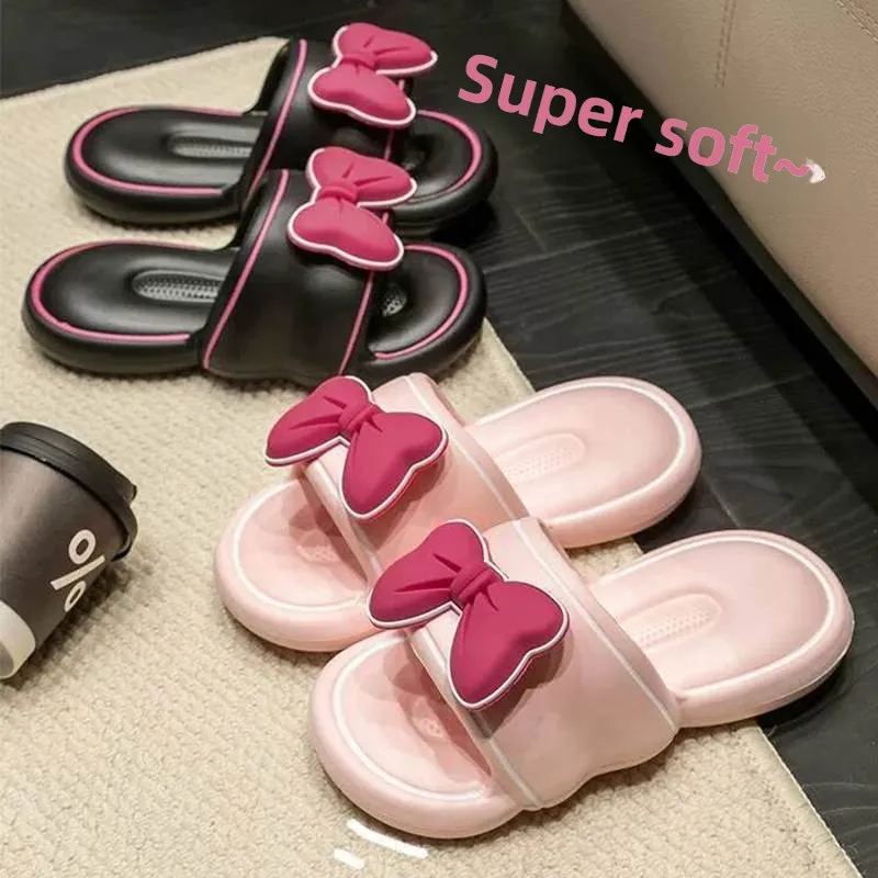 

Women's Summer Outdoor Cute Knot New Fashion Indoor Home Anti-slip Thick Bottom Princess Style T-strap Slippers