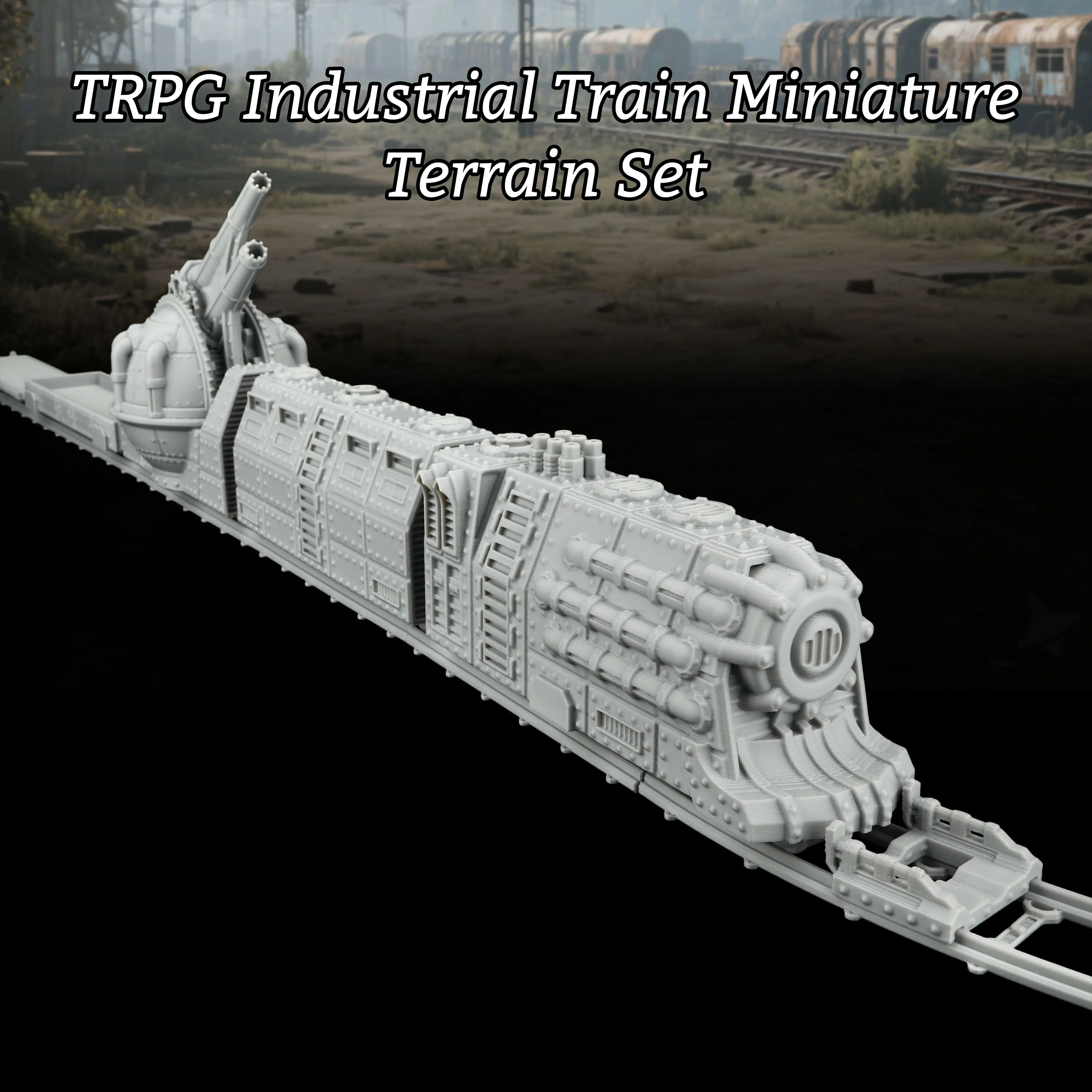 TRPG Sci-Fi Industrial Train Terrain – Modular Assembly Miniature for Role-Playing Board Games, Compatible with Fantasy TTRPG