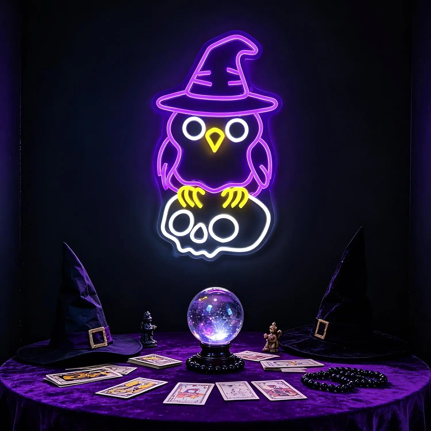 Owl Neon Sign USB Powered LED Halloween Decor For Room Window Door Witch Themed Glowing Hanging Ornament For Party