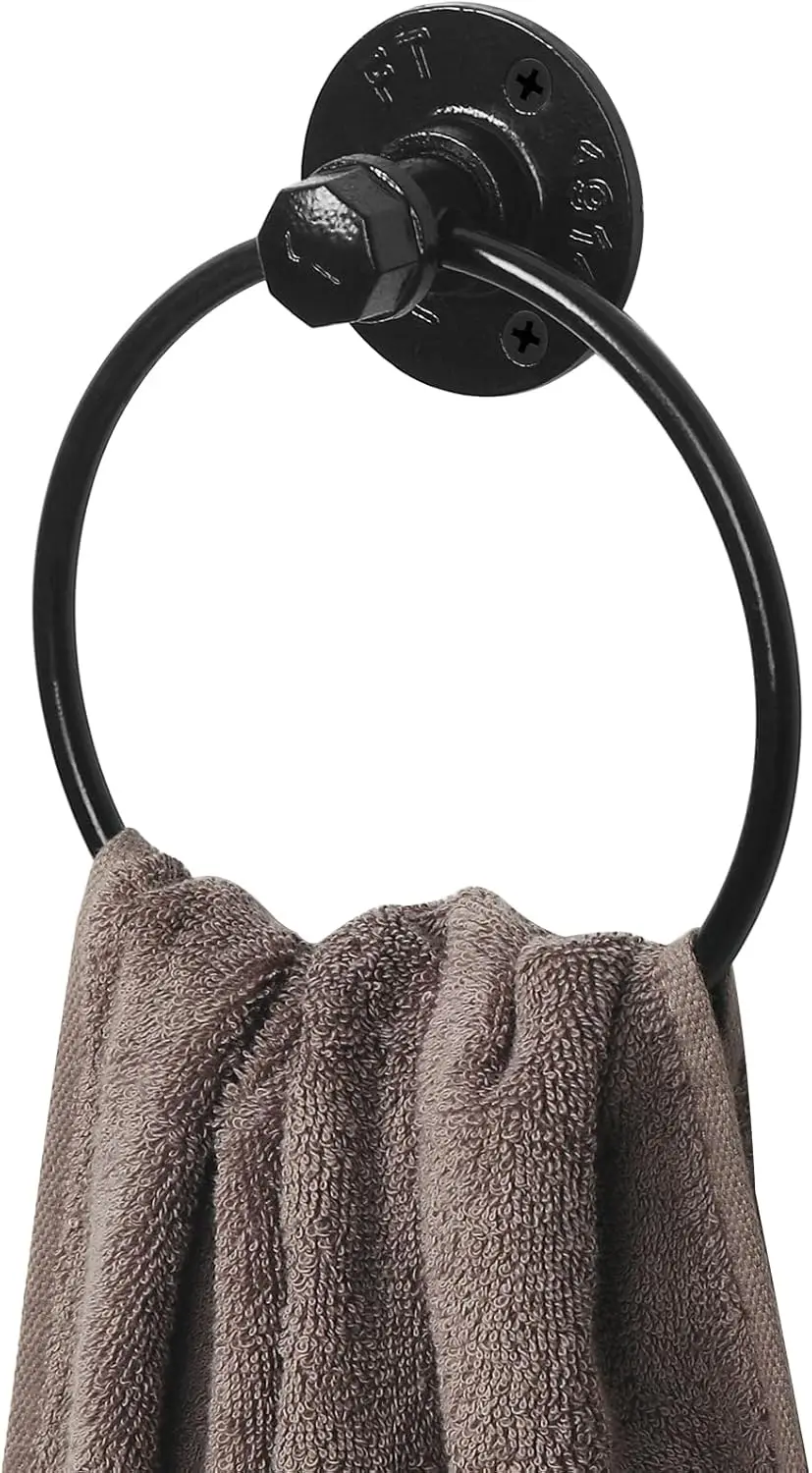 

Industrial Rustic Pipe Hand Towel Holder Wall Mounted for Bathroom, Durable and Stylish