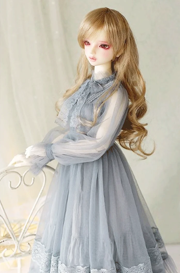 Doll Accessories Grey Dress Doll Clothes 1/4 1/3 SD BJD Clothes Light Grey Dress Girl Free Shipping