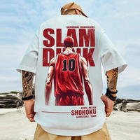 New Men's Large Size Cartoon Printed T-shirt Hip-hop Streetwear Basque Ball Team Printed Harajuku Cotton Short-sleeved T-shirt