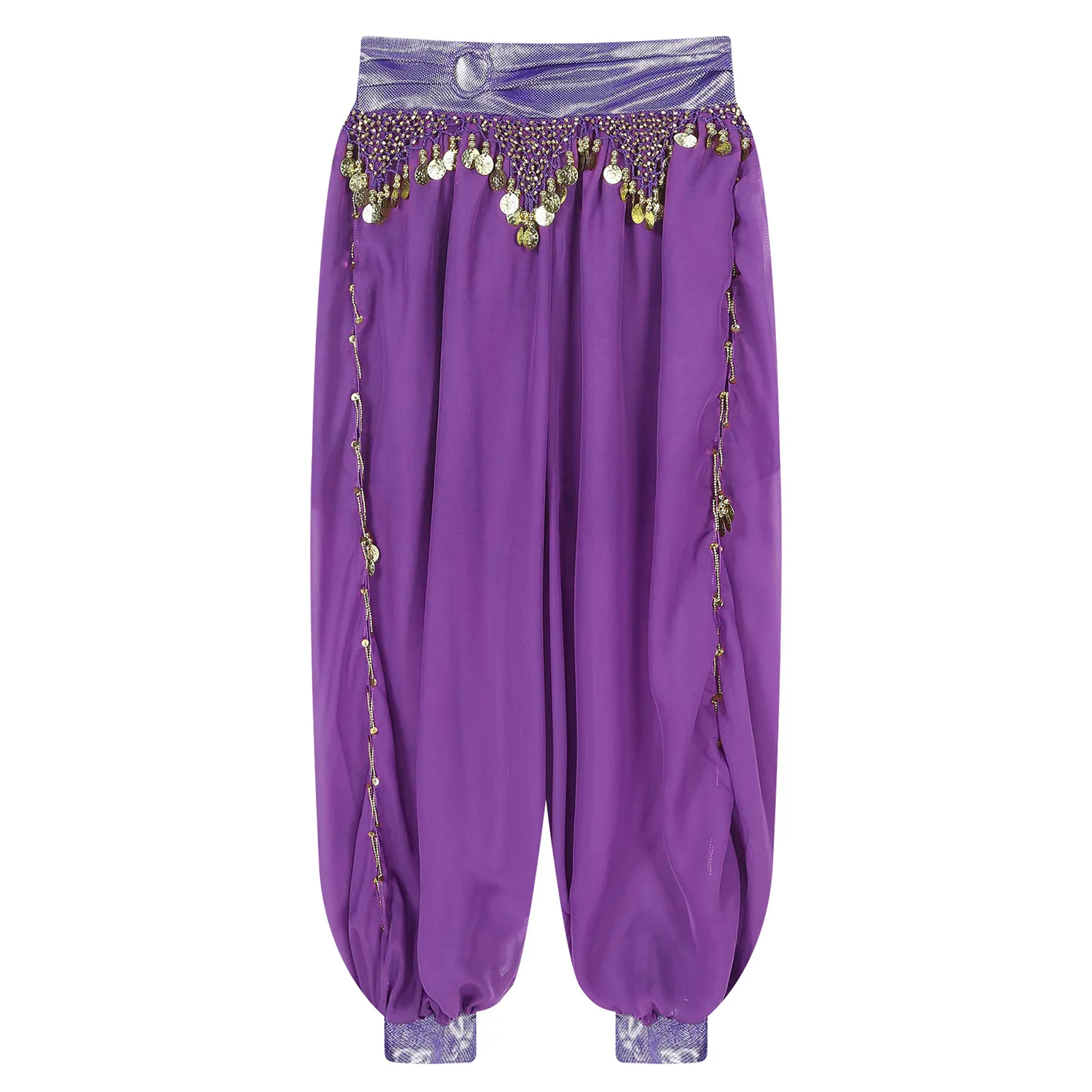 Vrouwen Buikdansbloeiers Broek Halloween Carnaval Feest Optreden Kostuum Chiffon Plastic Kralen Kwastjes Kant Split Broek