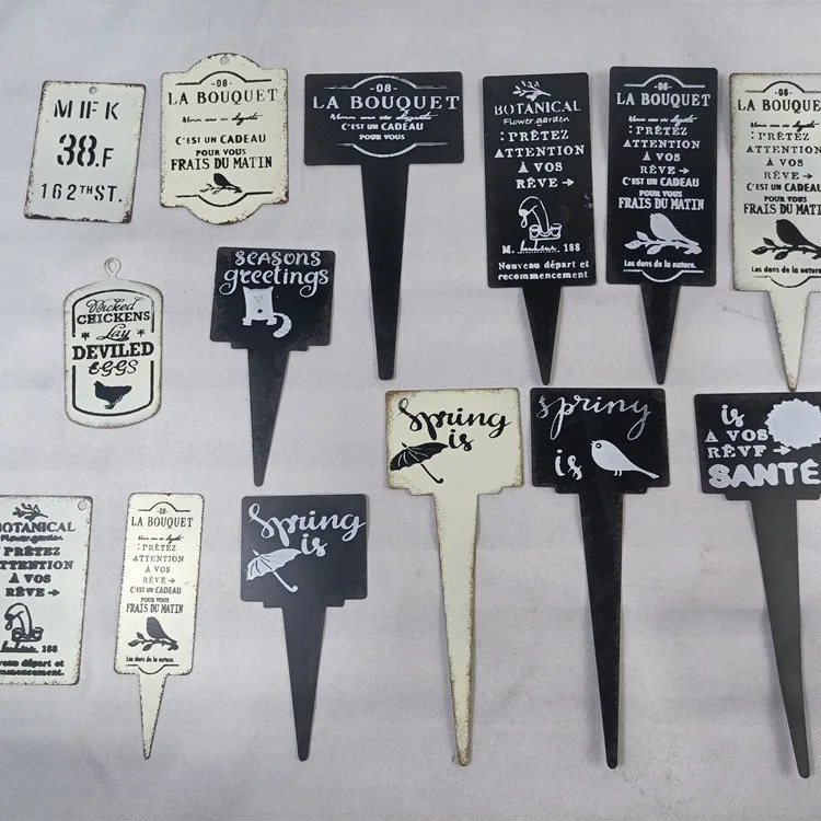 

Garden Vintage Popular Wrought Iron Letter Printing Gut Label Flower Pot Decorative Flower Arrangement