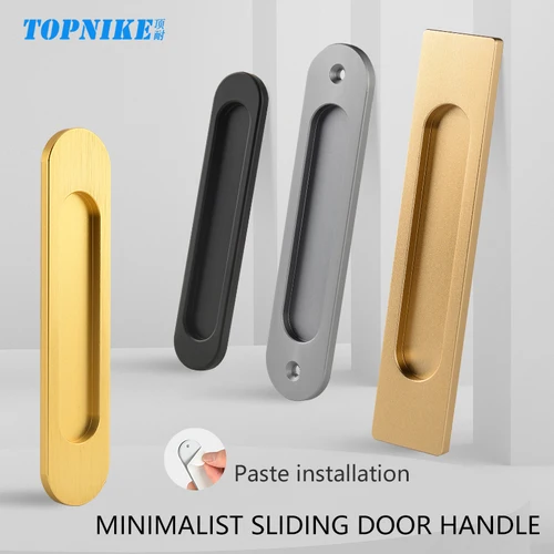 Imagen 2 del producto Tirador deslizante para puerta de Granero, herrajes ocultos para muebles, tiradores de puertas de vidrio autoadhesivos para baño