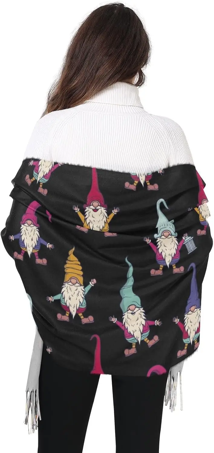 وشاح نسائي شال كشمير يشعر الأوشحة أزياء شتاء ناعم دافئ وشاح كبير مع شرابة