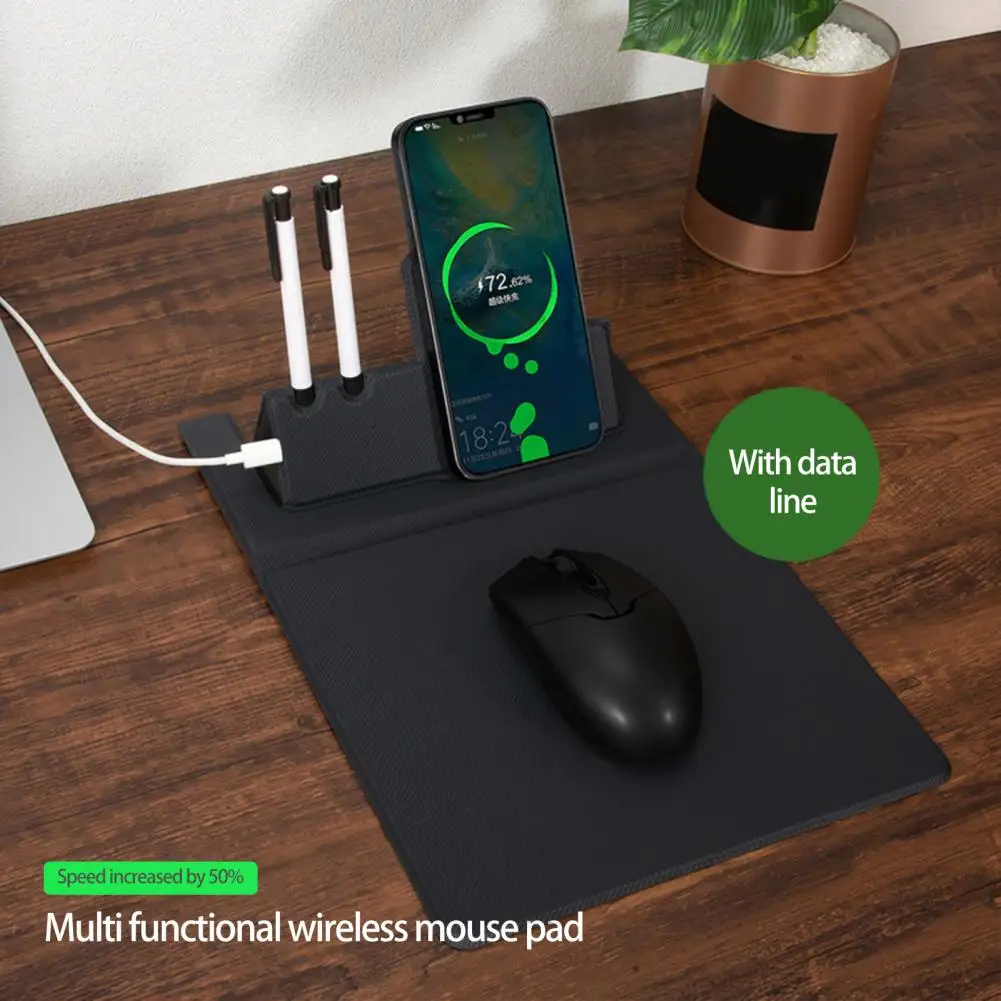 Wireless Charger Pad 15 W Pen Storage Fast Induction with Mouse Pad QI Standard Folding Wireless Charger