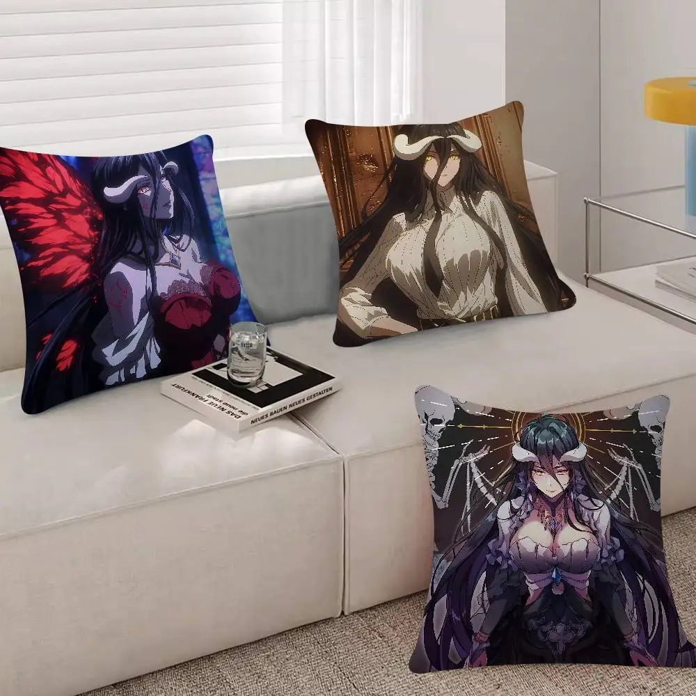 O-Overlord Albedo Anime Pillow Case For Sofa Decor Car Office Room Printing Cushion Cover Decorations And Protector
