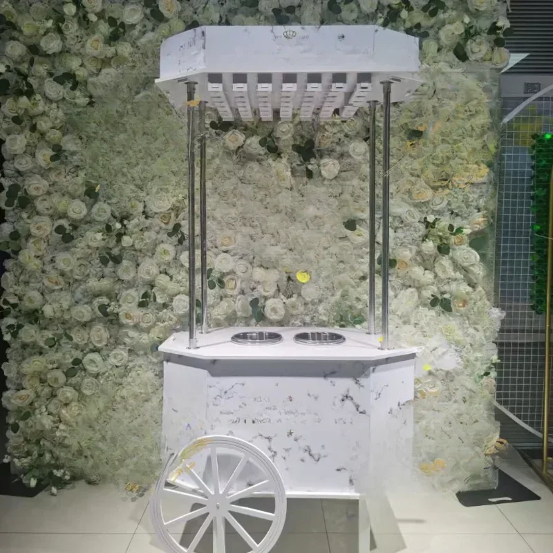 

Quality Sweet Dessert Party Flower Outdoor Champagne Cart Wedding Decoration Candy Cart Event Sweet Champagne Cart