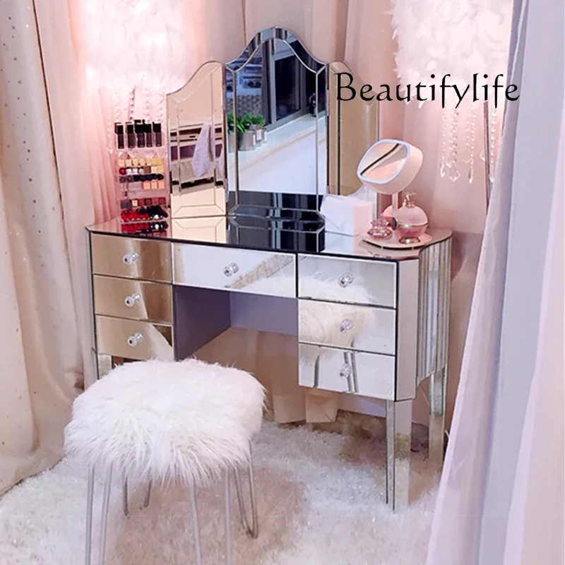 DMirror Dresser Storage Cabinet Integrated Dressing Table Modern Simple Small Apartment Bedroom Dressing Table