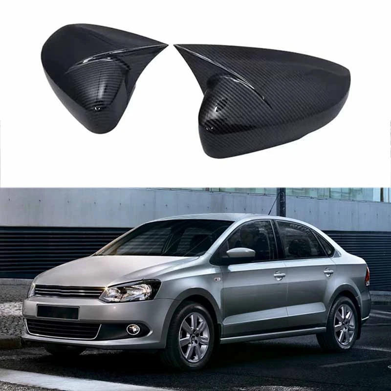 2X Car Gloss Black Rear View Mirror Cover For 09-17 VW Polo Mk5 6R 6C Rearview Mirror Housing Modification Replacement