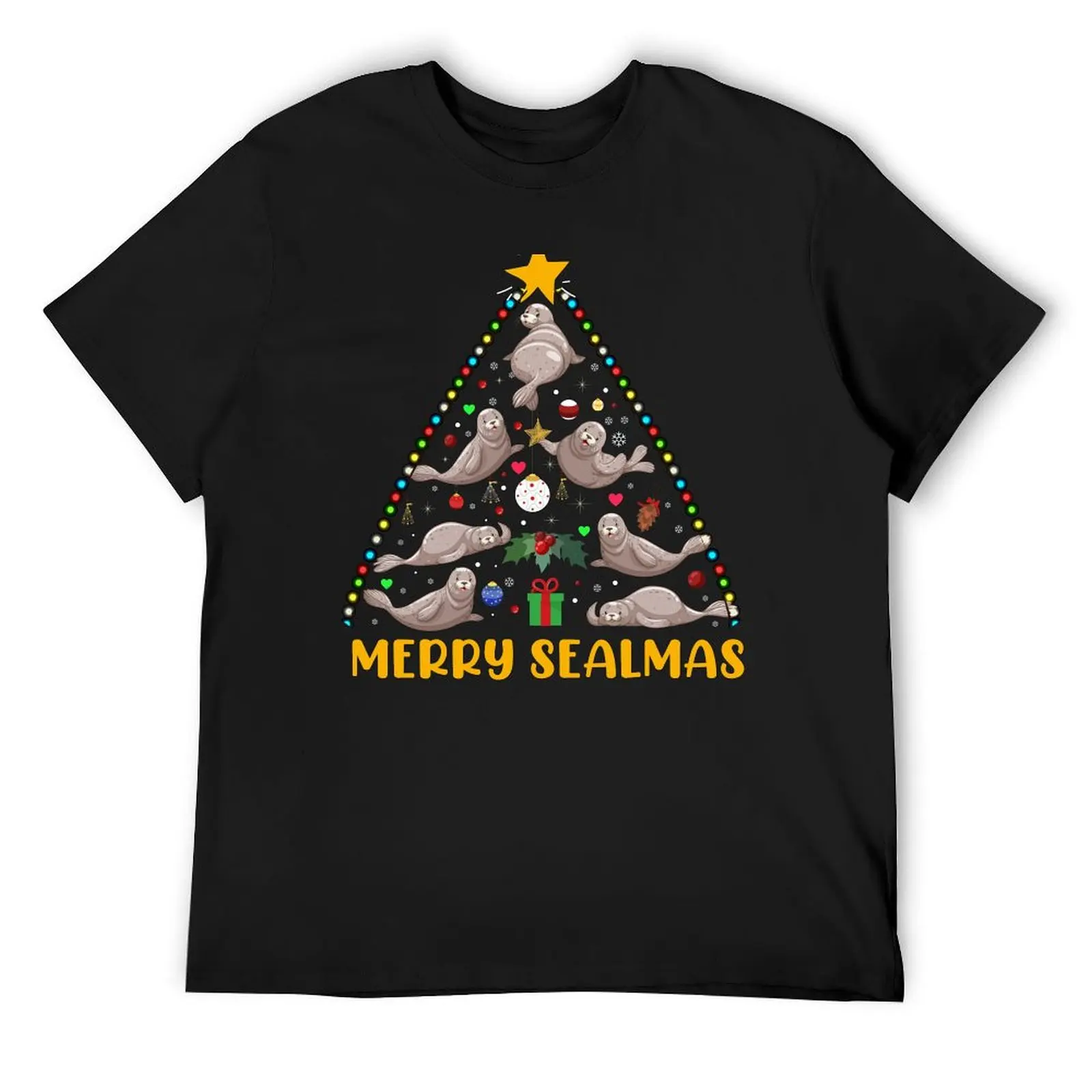 

Merry Sealmas Christmas Tree T-Shirt funny meme t-shirts Blouse vintage clothes designer t shirt men