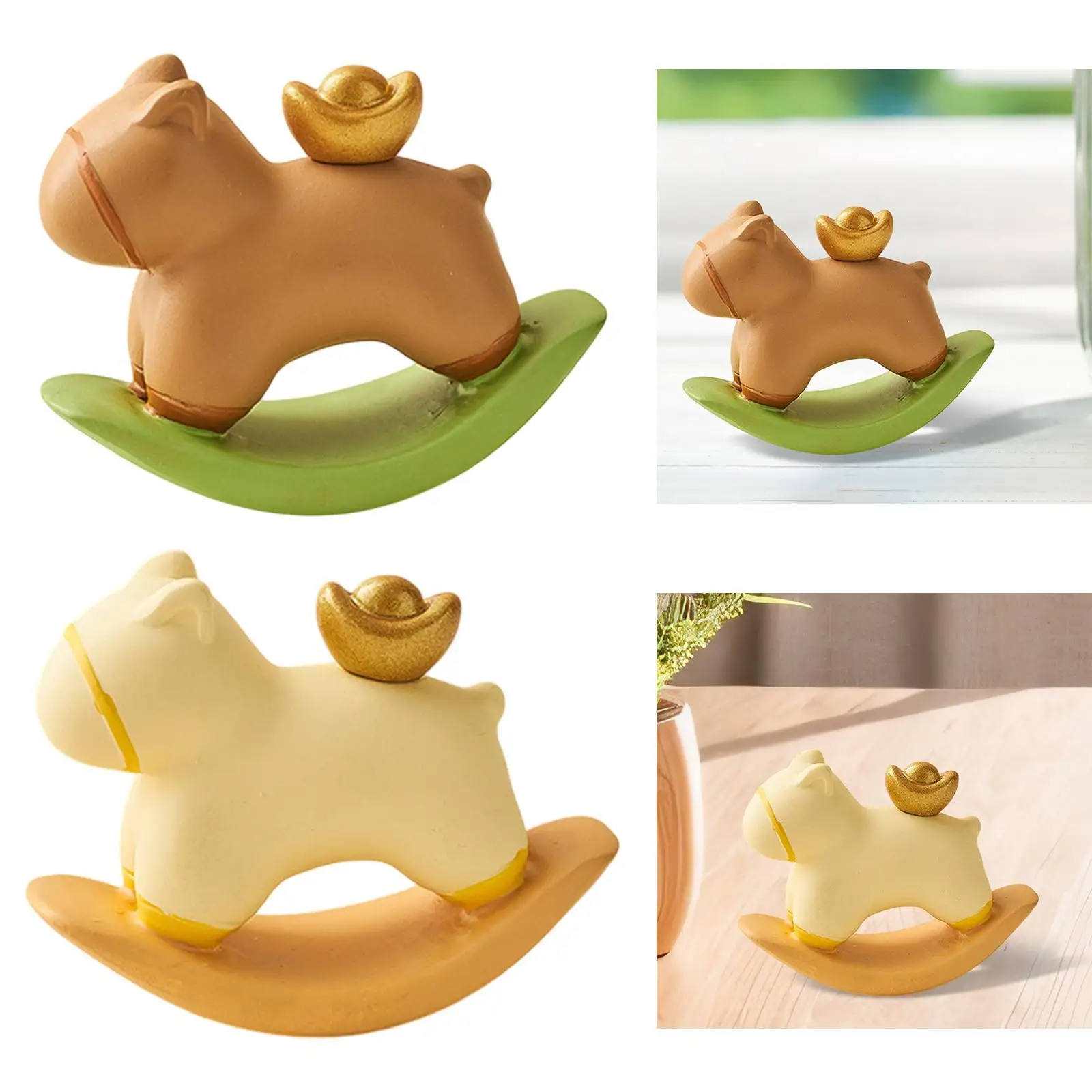 Rocking Horse figurine small sculpture cute statue office ornament for tablet