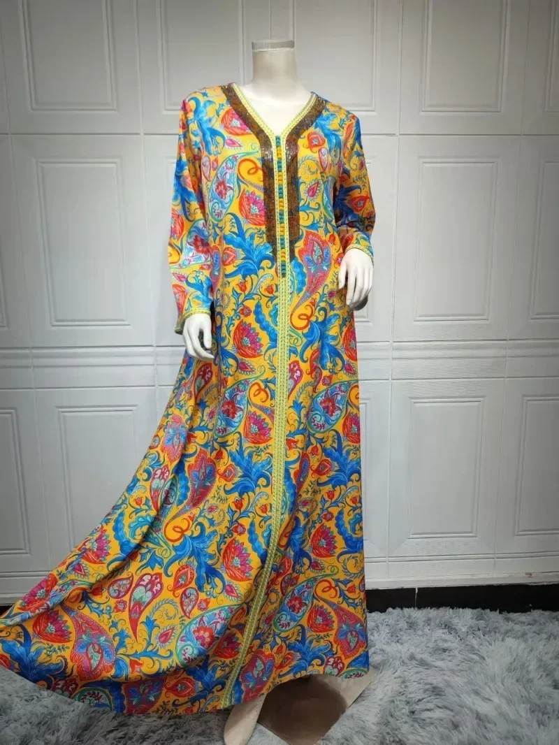 Abayas for Women Party Dresses Saudi Arab Print Long Robe Jalabiya Eid Muslim Ramadan Kaftan Morocco Dubai Islam Vestidos