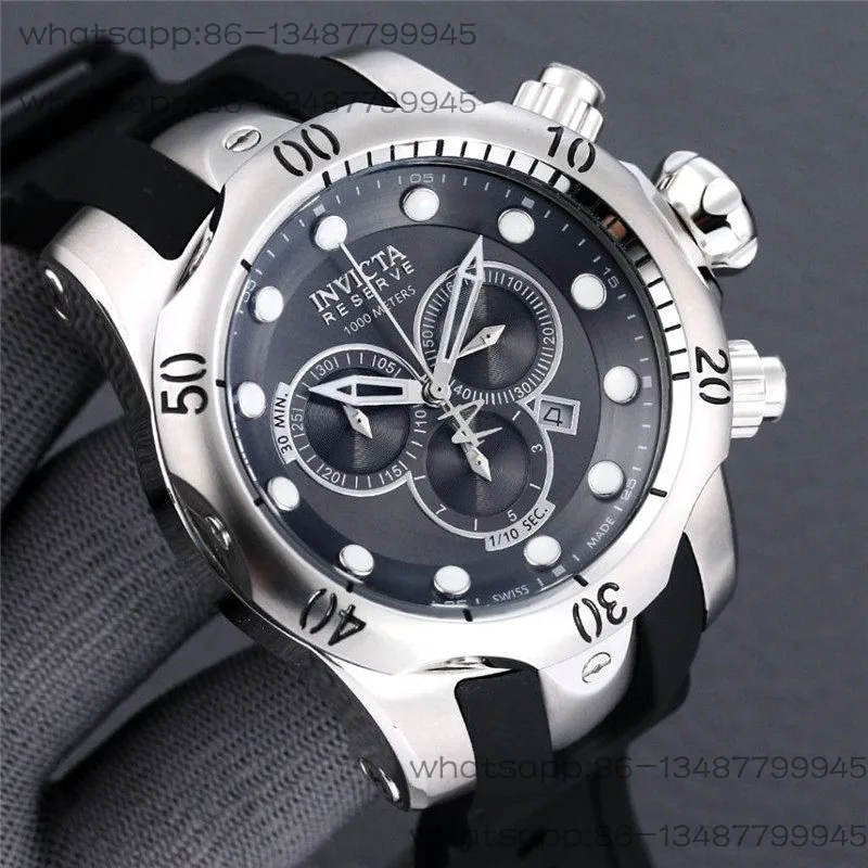 Invic * Invi ** Keta European and American Stainless Steel Large Dial Thick and Luminous Quartz Chronograph Fashion Men's Watch