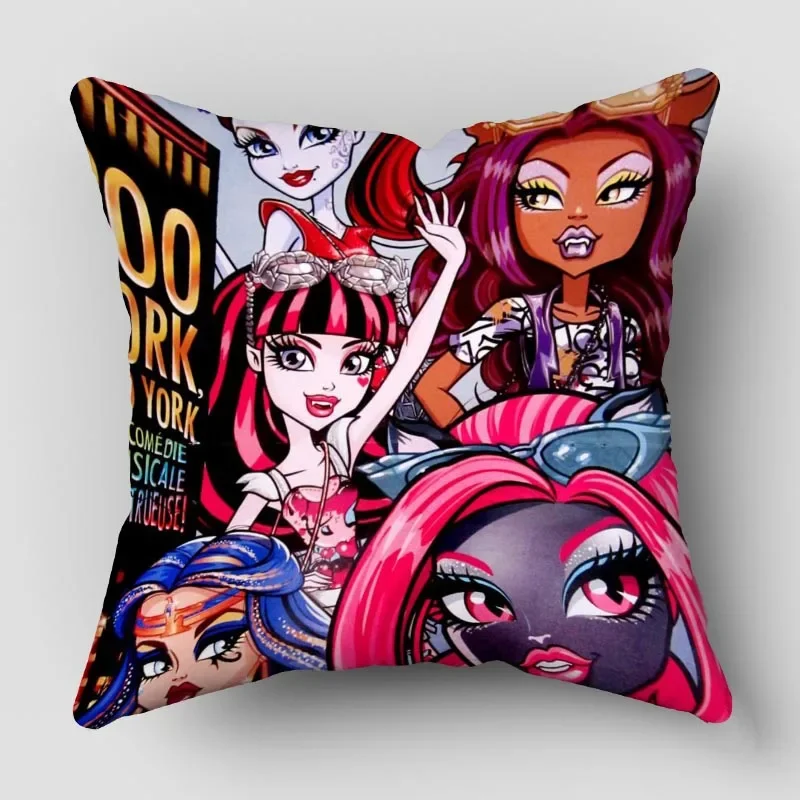 Polyester Cushion Cover Monster High Print Pillowcase For Home Decor Living Room Custom Pillow Case WJY12.25