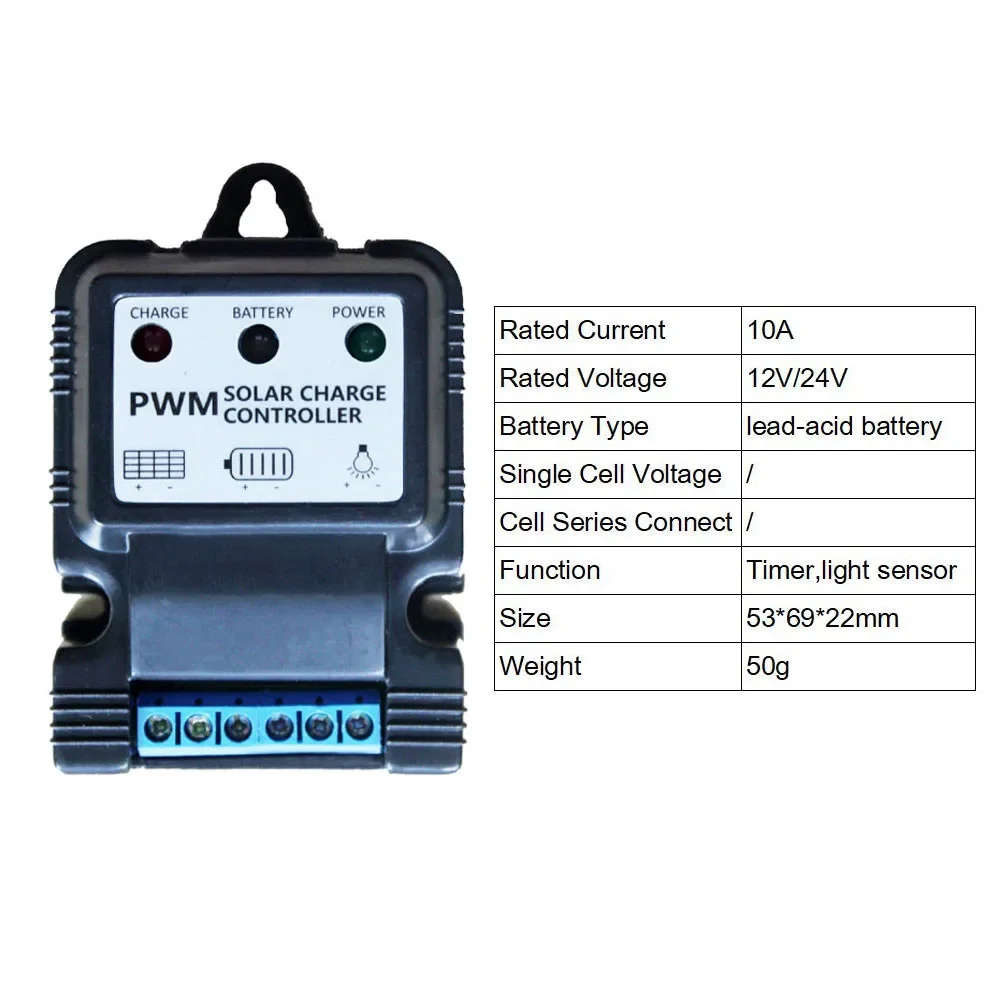 Charge Controller 3 Stage Solar Panel Charge Controller with Discharge Circuit Voltage Drop ≤01V for 6V 12V Systems