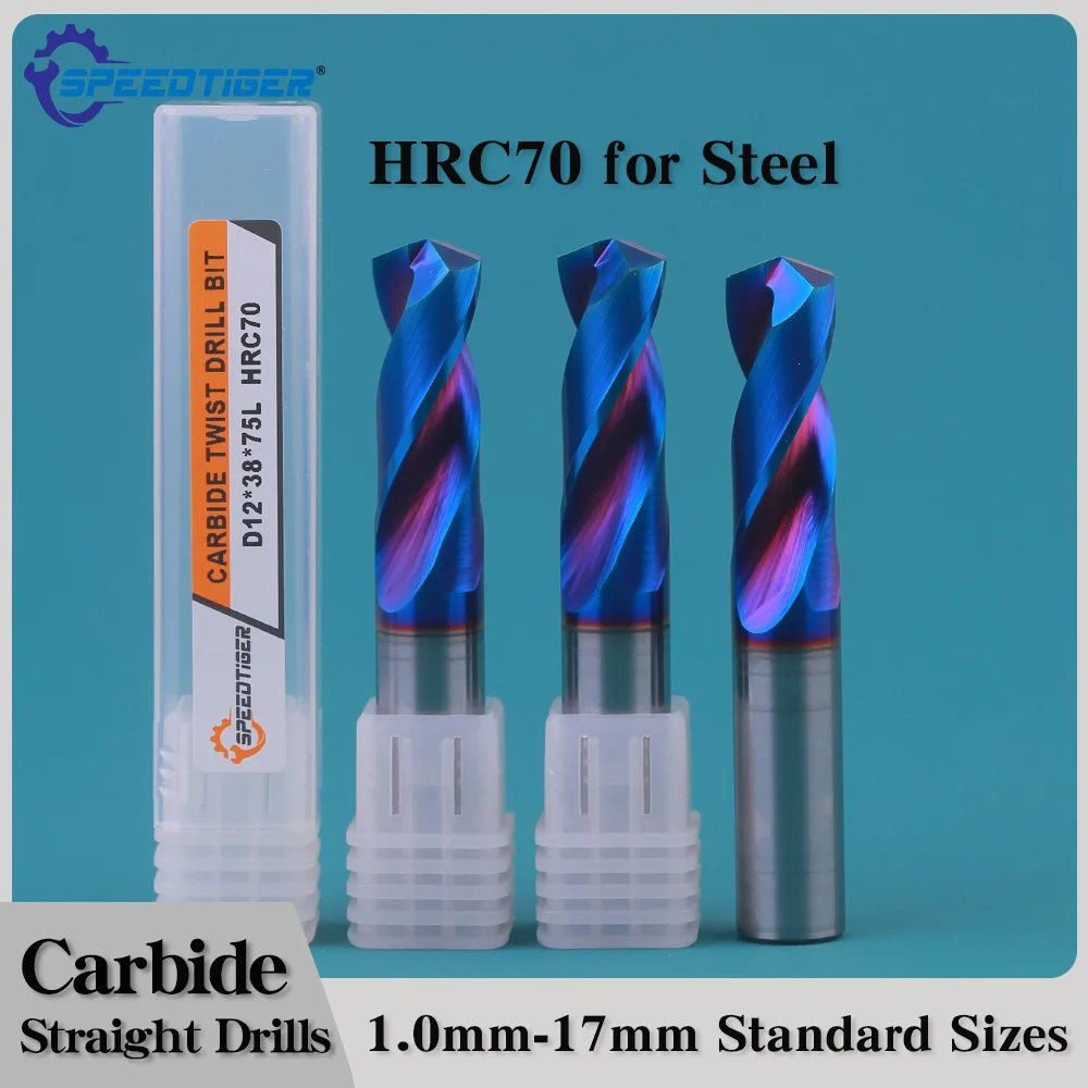 

SPEEDTIGER HRC70 Твердосплавное спиральное сверло с синим покрытием 1 мм-17 мм Машины с ЧПУ Инструмент Отверстие Станок Сверление твердых металлов и стали