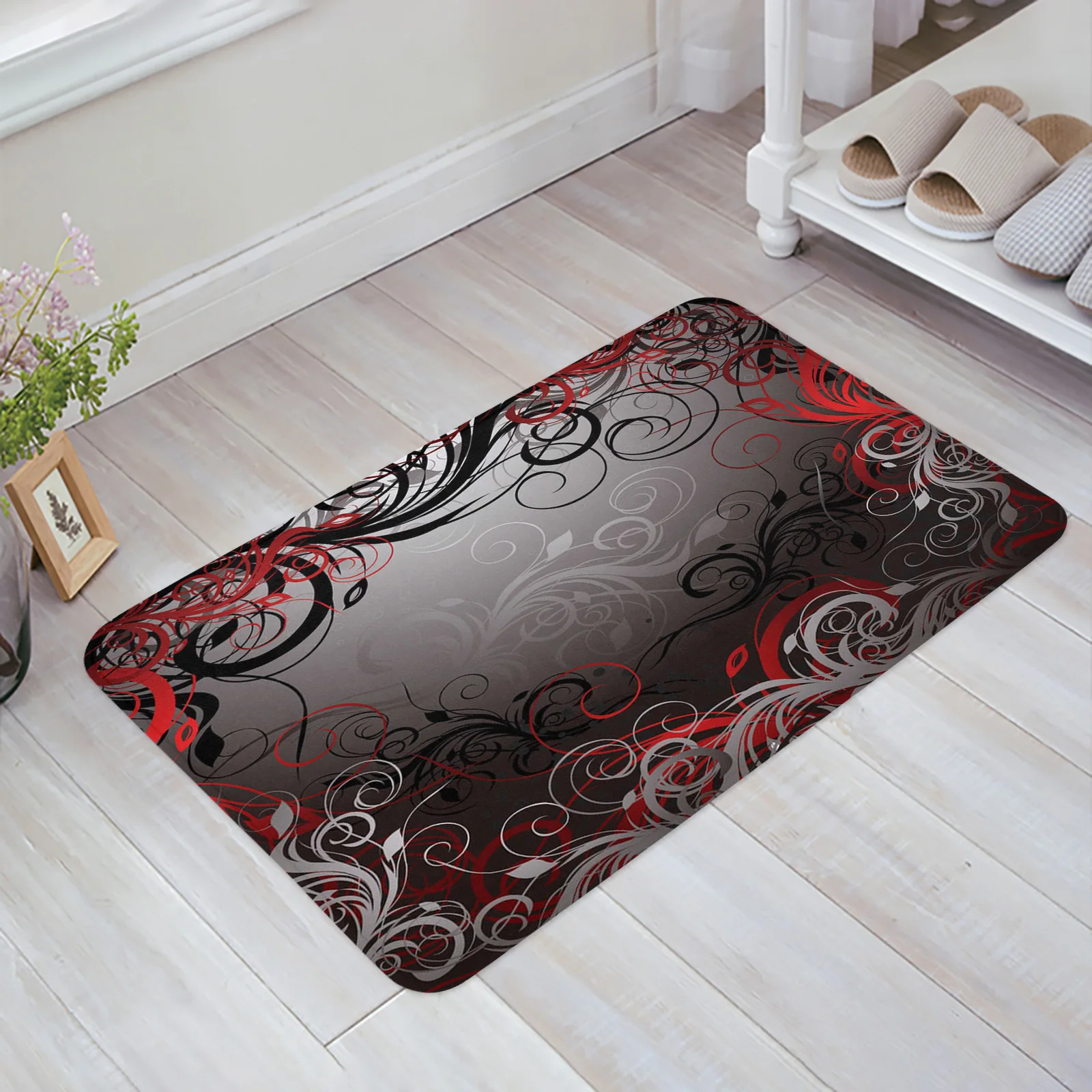 Geometric Curved Lines Pattern Bathroom Mat Corridor Carpet Kitchen Mat Entrance Door Mats Welcome Room Floor Prayer Rug Doormat