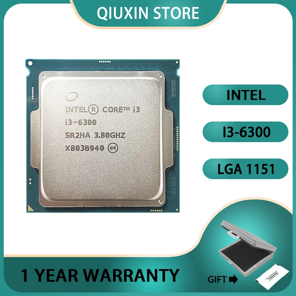 

CPU 3.8 GHz Dual-Core Quad-Thread LGA 1151 Intel Core i3-6300 i3 6300 Processor 4M 51W