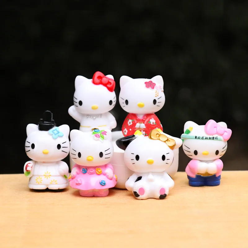 

8pcs Hello Kitty Decorative Doll Cute Cartoon Toy Doll Office Desktop Accessories Travel Women Supplies Student Gift Wholesale
