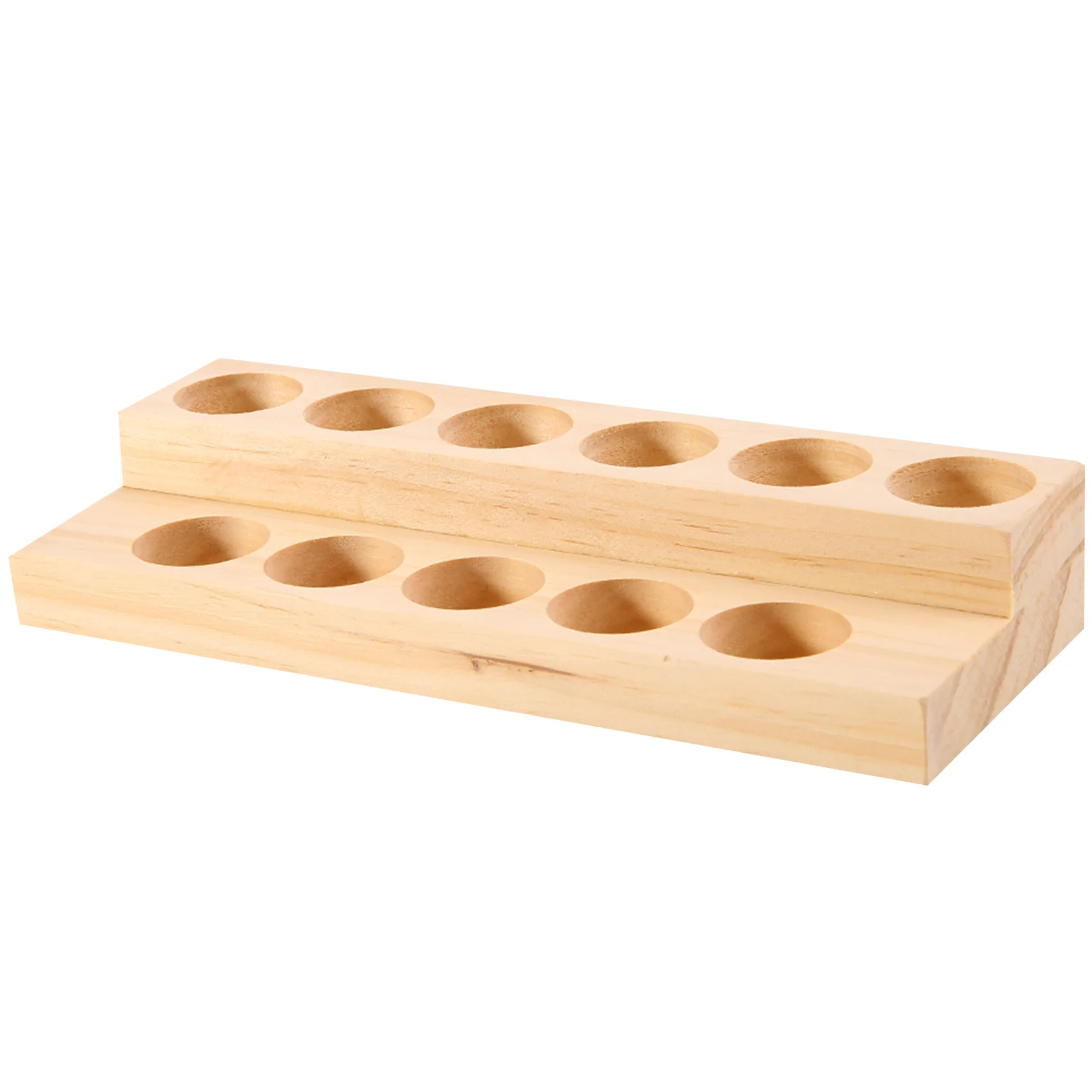 11 Holes Wooden Essential Oil Tray Handmade Natural Wood Display Rack Demonstration Station For 5-15Ml Bottles