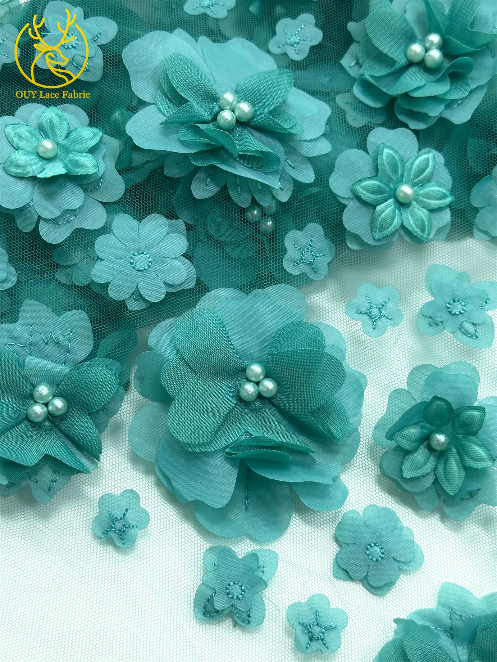 3D Französische Blumenperlen-Spitze 2026 Afrikanische Pailletten-Spitze Nigerianischer Tüll-Netzstoff für Hochzeitskleider 5 Yards – Detail 27