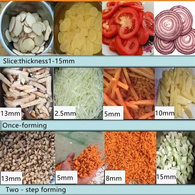 قطاعة الخضار التجارية البطاطس الحلوة والزنجبيل الزعرور والرمان الكهربائية آلة تقطيع البطاطس مكعبات الفجل