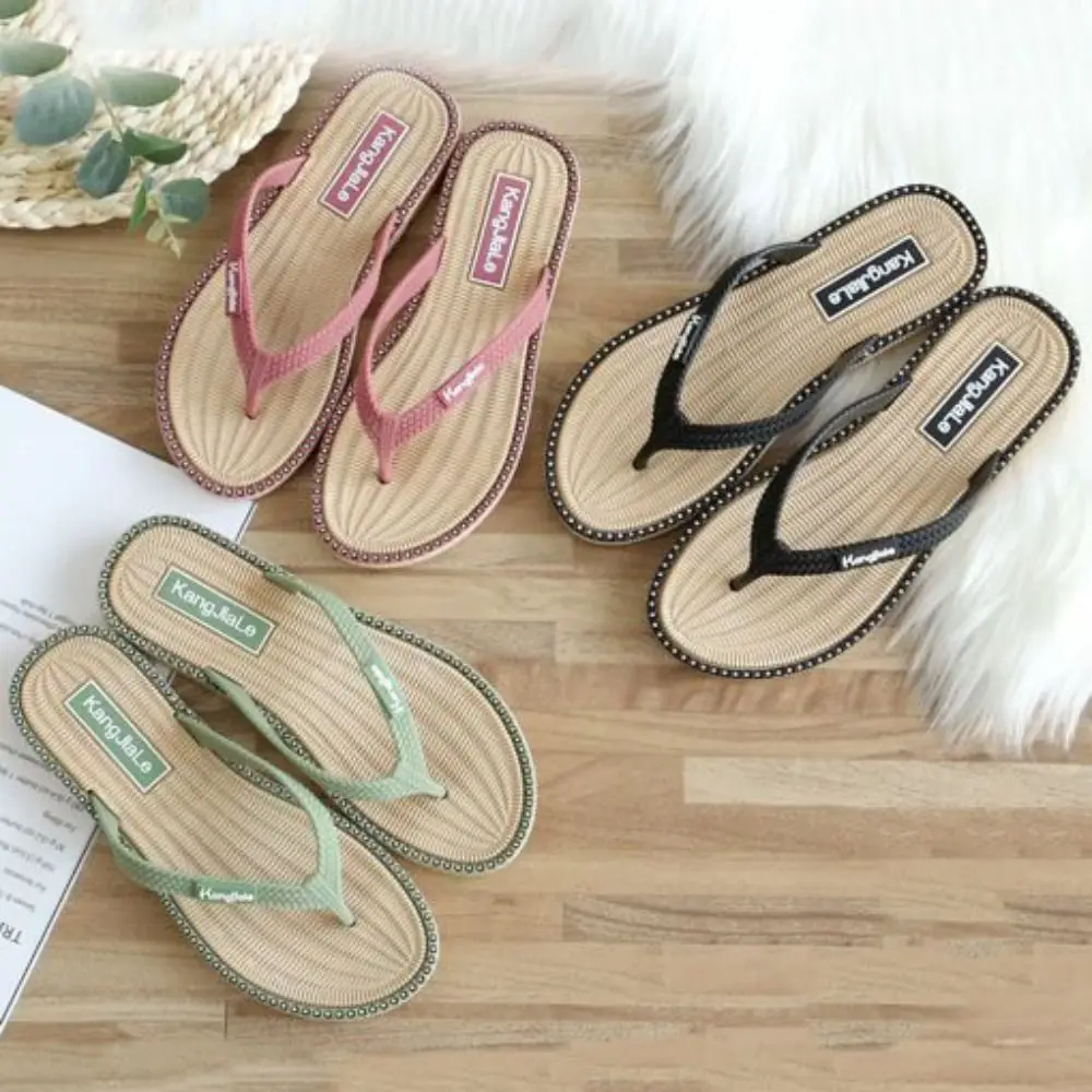 

Fashion PVC Crystal Flip Flops Soft Sole Anti Slip Slippers for Women Shoes Beach Wear Slides Sandals Beach
