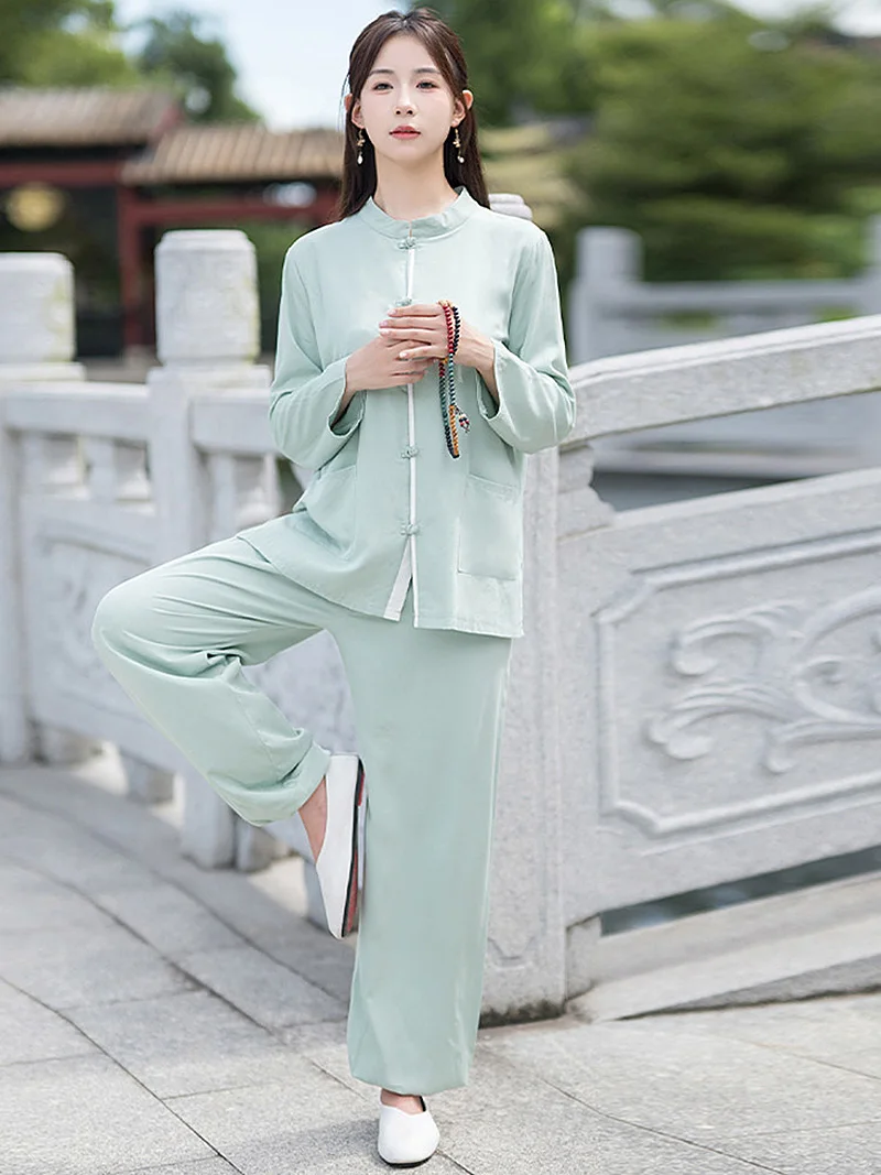 Women's Unisex Tai Chi Suit 2-Piece Set Chinese National Style Zen-Inspired Meditation & Practice Wear for Adults