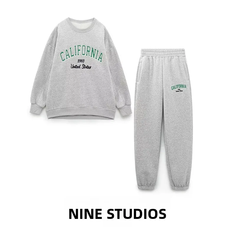 

NINE ZAR женская толстовка с вышивкой, топ и брюки для бега, длинные брюки, комплект Faion, зимняя коллекция, размер для взрослых