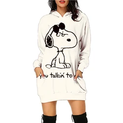 Christmas Autumn and Winter Women's Clothing Snoopy Cute Print Disney Women's Trendy Hoodie Dress Casual Long Sleeve Dress