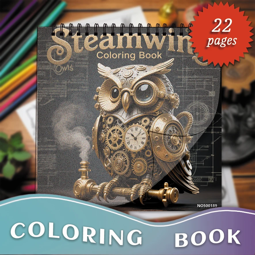 Owl Lines Adult Coloring Book - 7.87 x 7.87 inches 22 pages Coloring Book - Ideal gift for family or friends