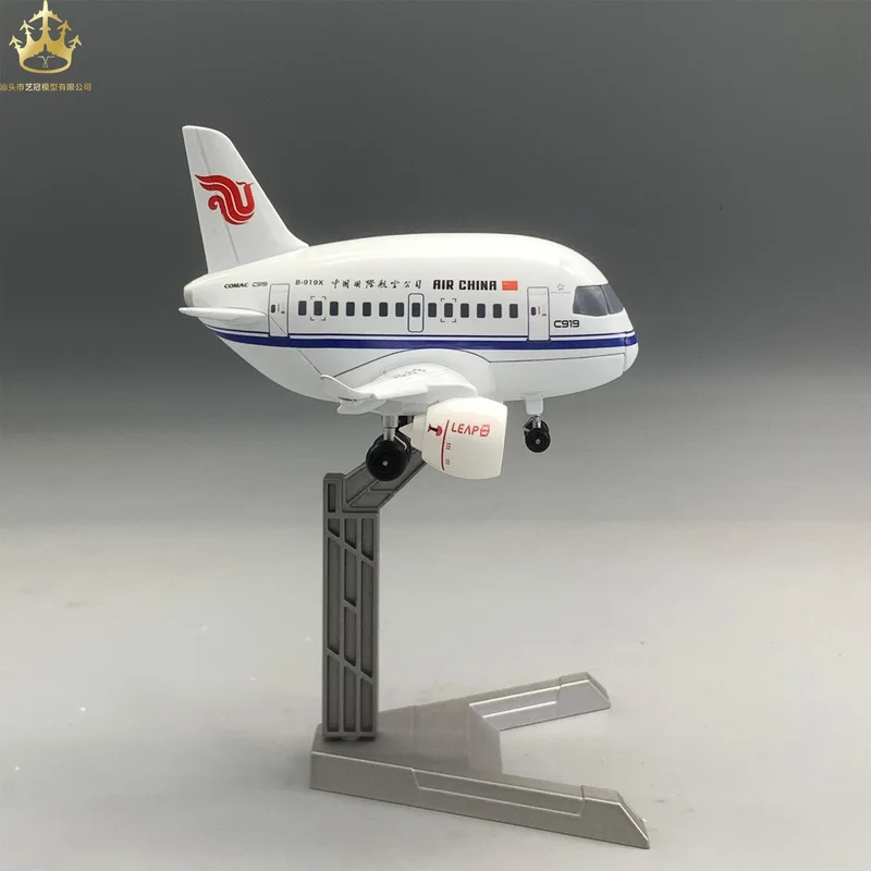 Коллекционная модель самолета C919 Q-версии в мультяшном стиле, из сплава, для авиационных энтузиастов, подарок